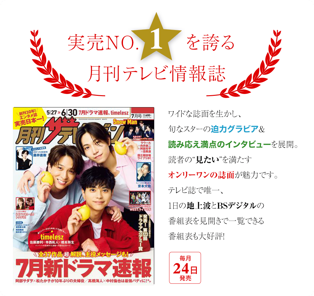 実売NO.1を誇る月刊テレビ情報誌